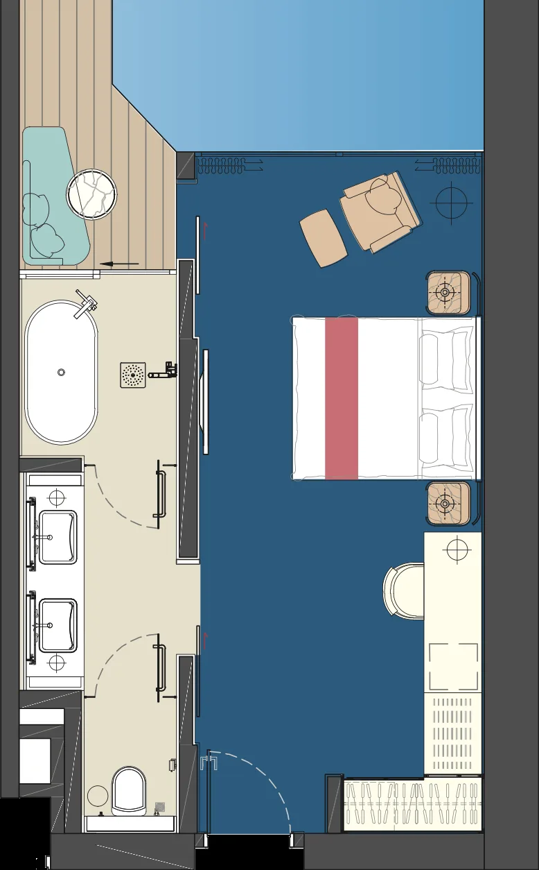 Royal Lexis Type A floor plan, 1 bedroom 573 sqft with private pool