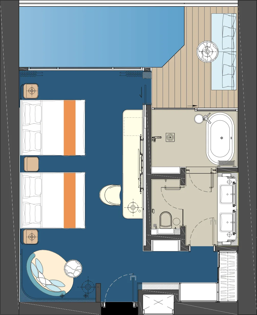 Royal Lexis Type B floor plan, 1 bedroom 802 sqft with private pool
